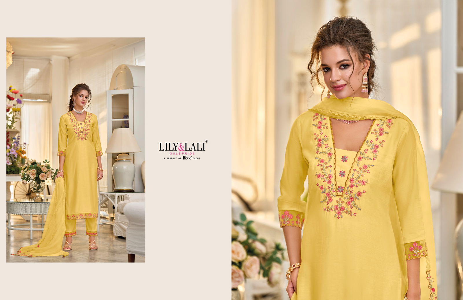 Melange By Lily And Lali Silk Embroidery Kurti With Bottom Dupatta Wholesale Clothing Suppliers In India